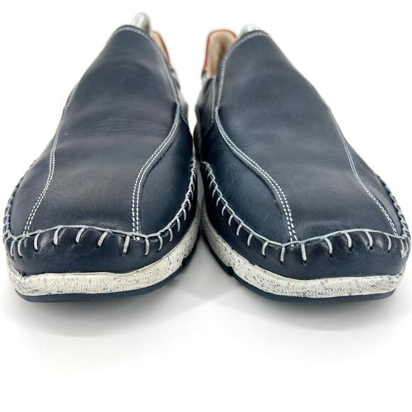 Pikolinos Leather Loafers Navy Blue Contrasting Whip-Stitching Euro Sz 43 main image 4